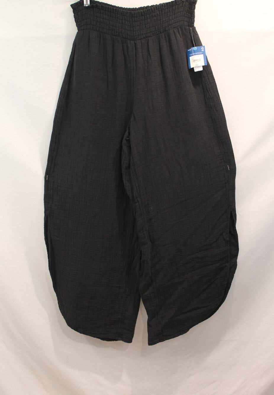 Arizona Jean Co Cotton Gauze Barrel Slit Leg Pants Womens M Black High Waisted
